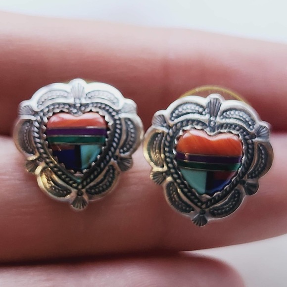 Sterling Jewelry - Q.T. Sterling Earings, QUOC Turquoise Inc. Native made silver earrings